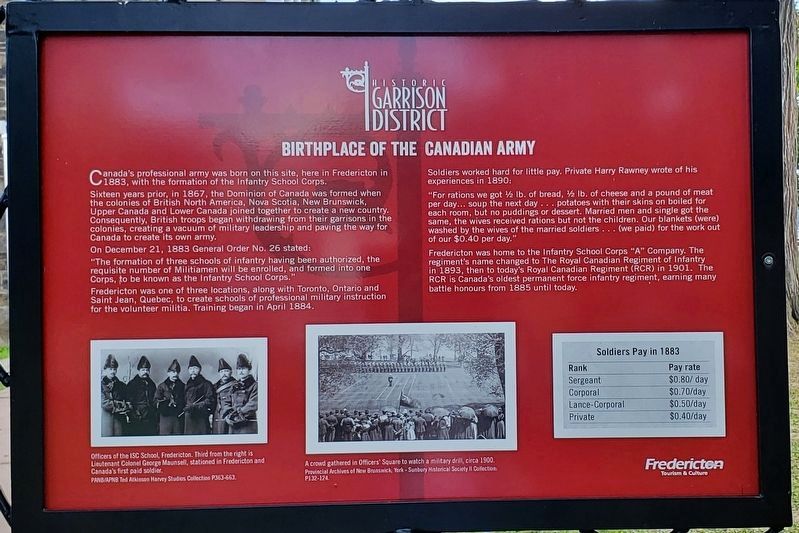 Birthplace of the Canadian Army Marker (<i>English</i>). Click for full size. Birthplace of the Canadian Army Marker (<i>English</i>) image. Click for full size.
