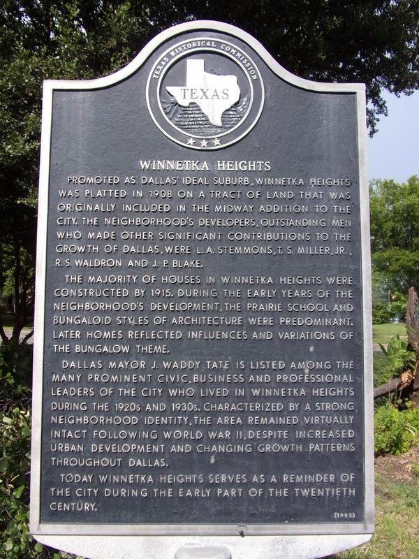 Winnetka Heights Marker image. Click for full size.