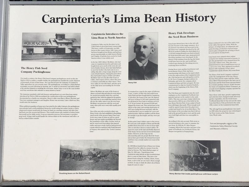Carpinteria’s Lima Bean History Marker image. Click for full size.