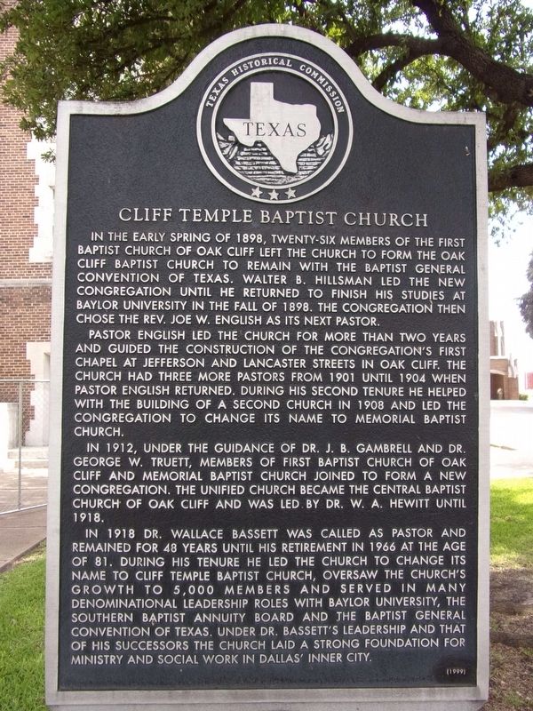 Cliff Temple Baptist Church Marker image. Click for full size.