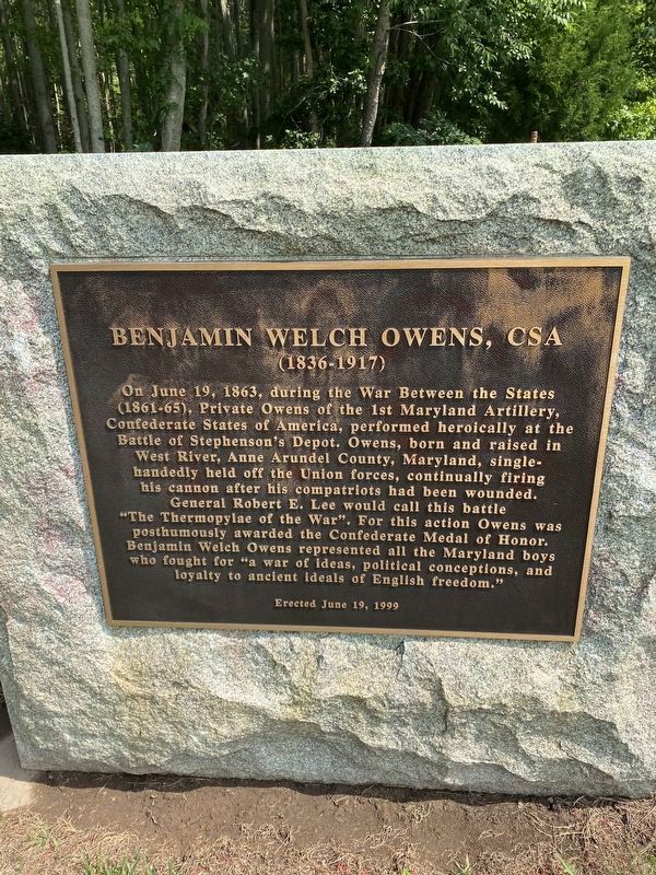 Benjamin Welch Owens, CSA Marker image. Click for full size.