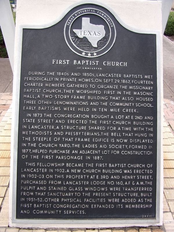 First Baptist Church of Lancaster Marker image. Click for full size.