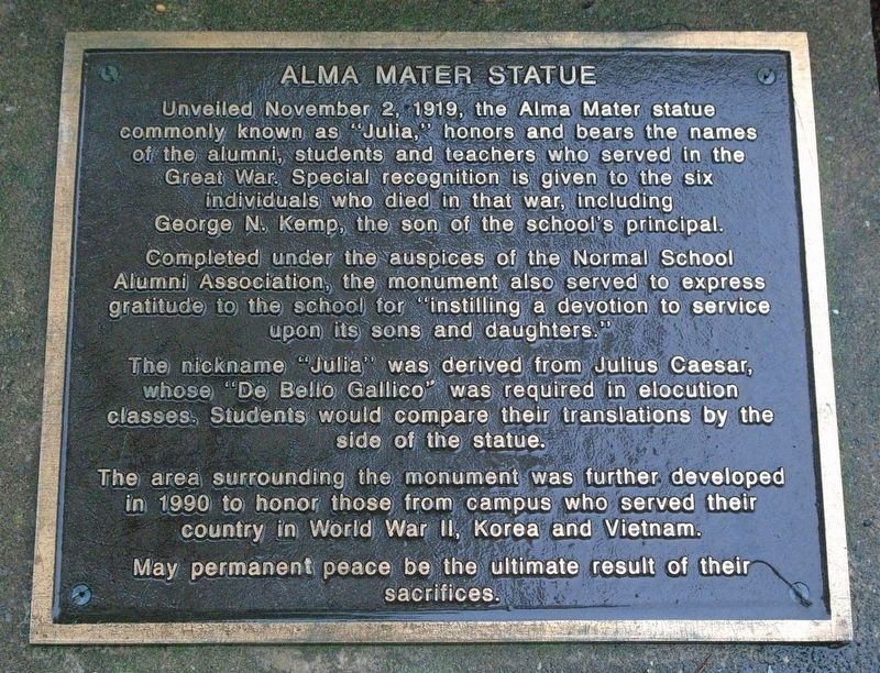 Alma Mater Statue Marker image. Click for full size.