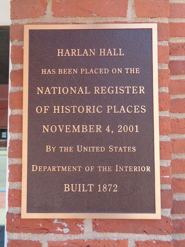 Harlan Hall Marker. Click for full size. Harlan Hall Marker image. Click for full size.