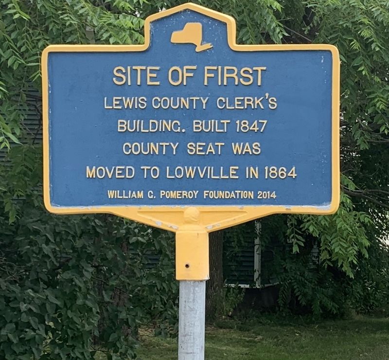 Site of First Lewis County Clerks Building Marker. Click for full size. Site of First Lewis County Clerks Building Marker image. Click for full size.