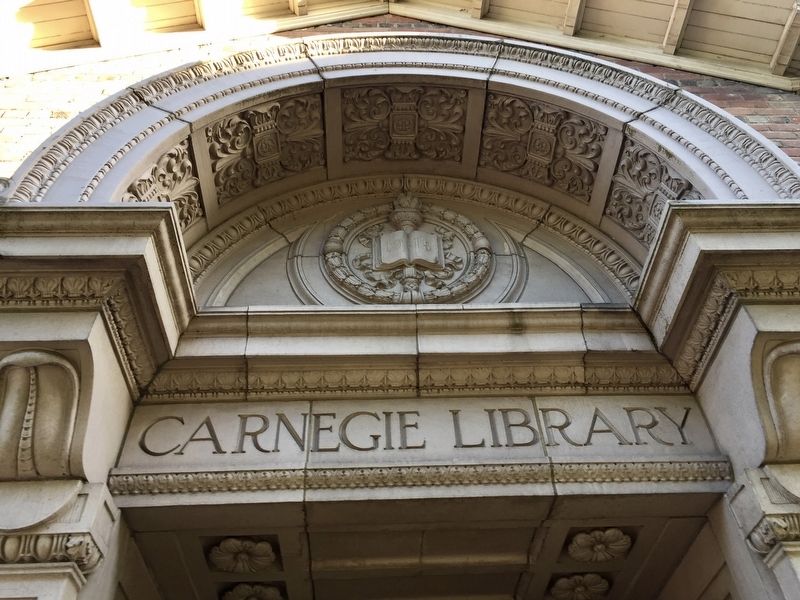 Willits Carnegie Library detail: above the entrance image. Click for full size.