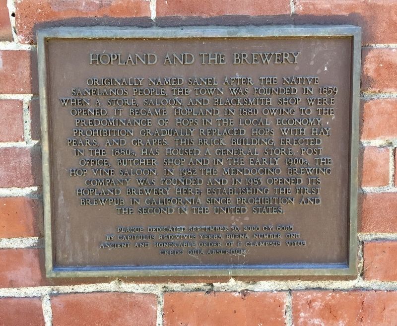 Hopland and the Brewery Marker. Click for full size. Hopland and the Brewery Marker image. Click for full size.