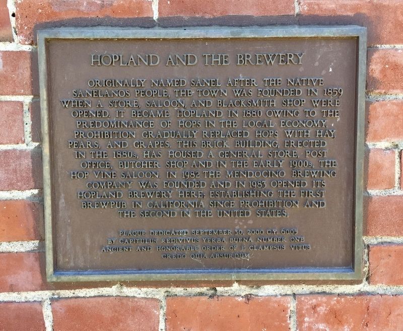 Hopland and the Brewery Marker image. Click for full size.