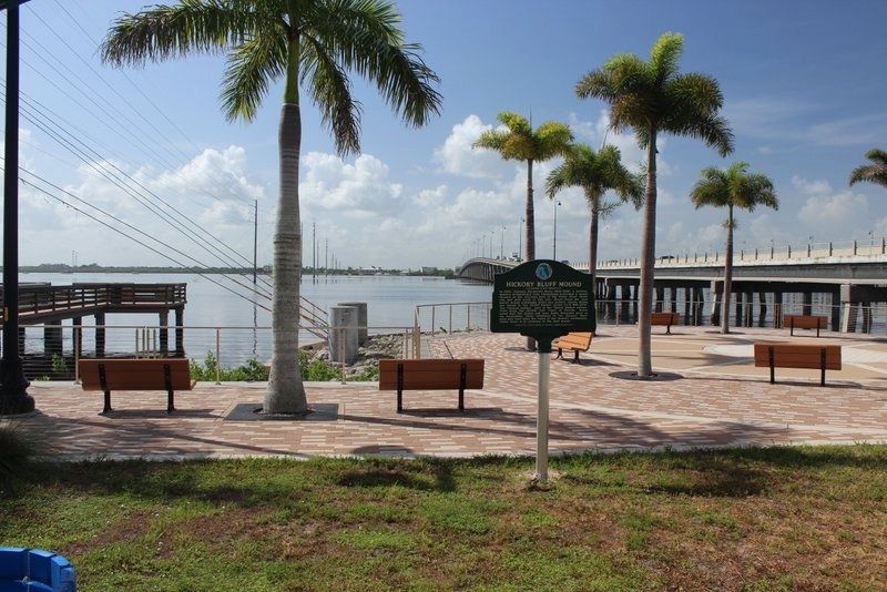 Hickory Bluff Mound Marker looking south toward the Peace River and the bridge to Punta Gorda.. Click for full size. Hickory Bluff Mound Marker looking south toward the Peace River and the bridge to Punta Gorda. image. Click for full size.