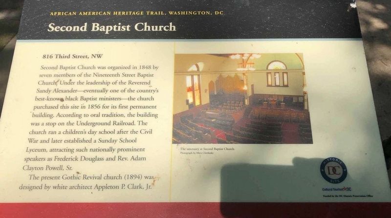 Second Baptist Church Marker image. Click for full size.