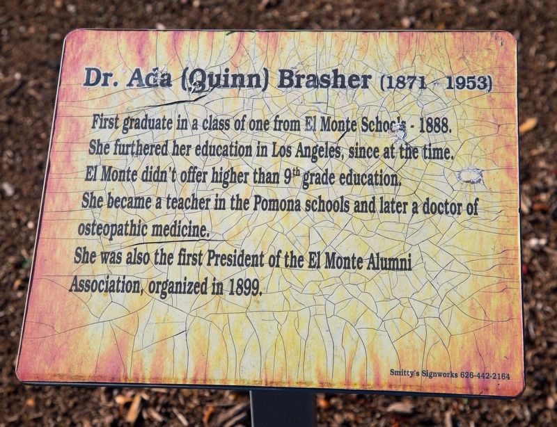 Dr. Ada (Quinn) Brasher Marker image. Click for full size.