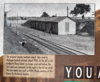 The End of the Line at the Grosse Ile Depot Marker — lower right image image. Click for full size.