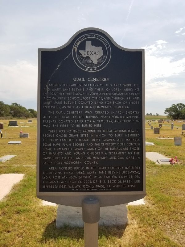 Quail Cemetery Marker image. Click for full size.