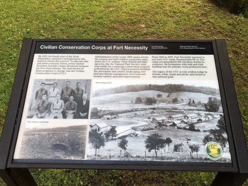Civilian Conservation Corps at Fort Necessity Marker image. Click for full size.