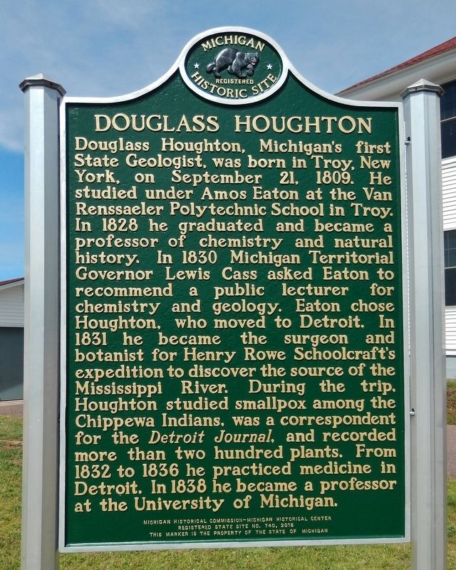 Douglass Houghton Marker (<i>side 1</i>) image. Click for full size.