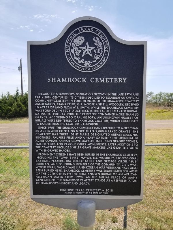 Shamrock Cemetery Marker image. Click for full size.