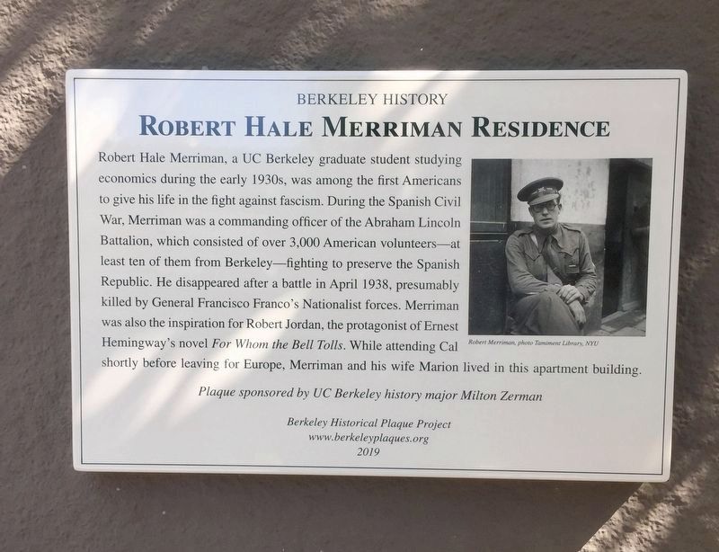 Robert Hale Merriman Residence Marker image. Click for full size.