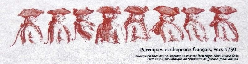 Marker detail: Perruques et chapeaux fran�ais /<br> French wigs and hats image. Click for full size.