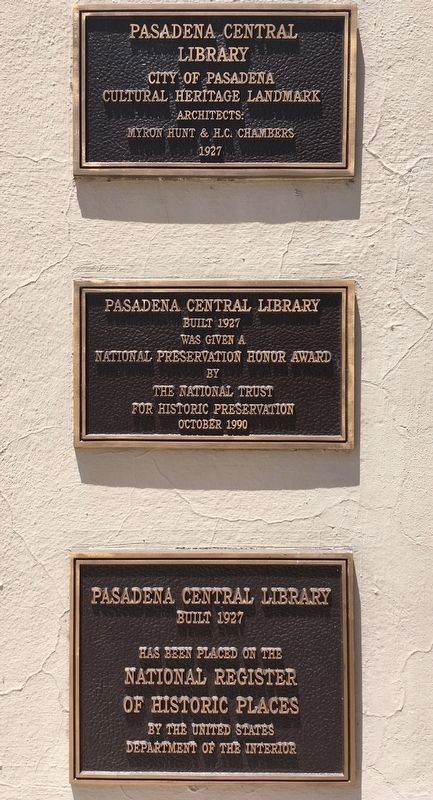 Pasadena Central Library Marker image. Click for full size.