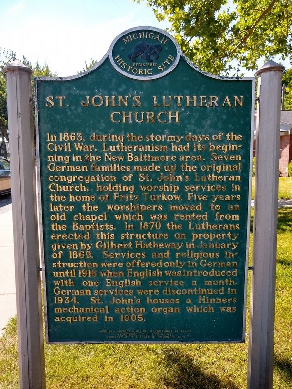 New Baltimore / St. John's Lutheran Church Marker image. Click for full size.