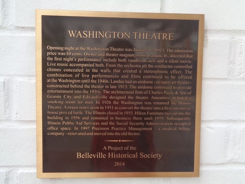 Washington Theatre Marker image. Click for full size.