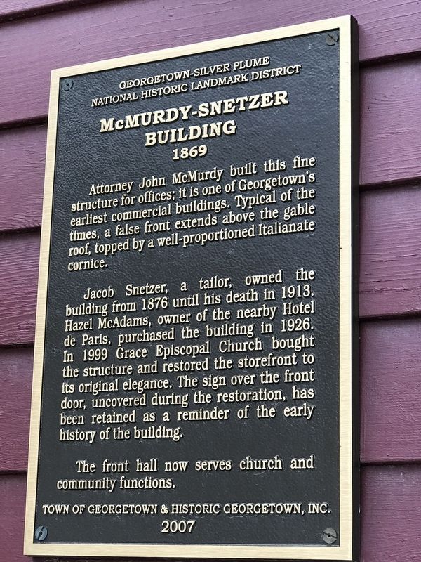 McMurdy-Snetzer Building, 1869 Marker image. Click for full size.