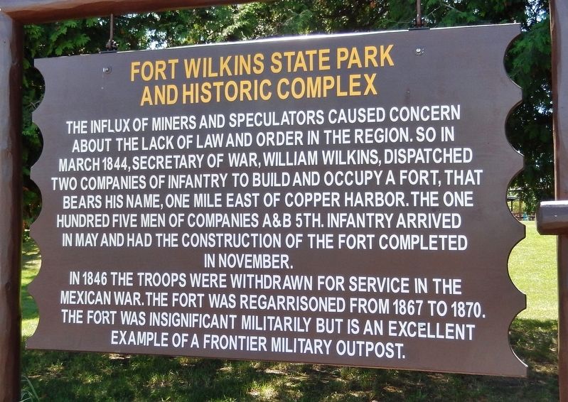 Fort Wilkins State Park and Historic Complex Marker image. Click for full size.