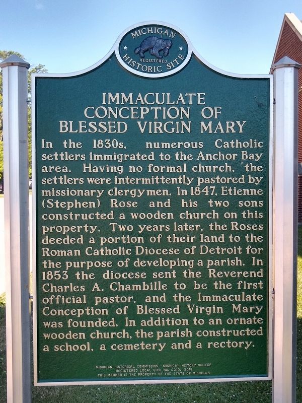 Immaculate Conception of Blessed Virgin Mary Marker - side 1 image. Click for full size.