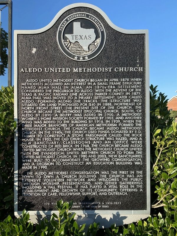 Aledo United Methodist Church Marker image. Click for full size.