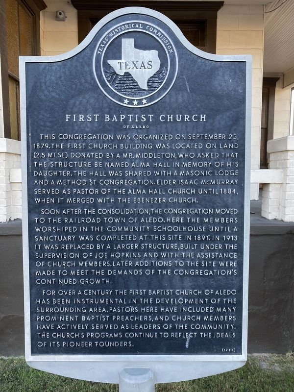 First Baptist Church of Aledo Marker image. Click for full size.