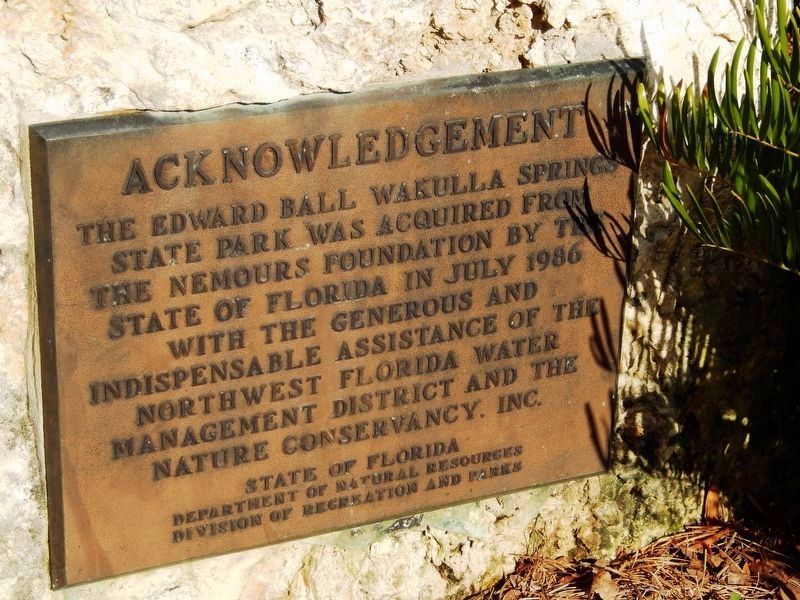 Acknowledgement Plaque<br>(<i>located near Wakulla Springs Lodge</i>) image. Click for full size.