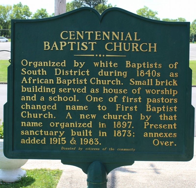 First Baptist Church / Centennial Baptist Church Marker image. Click for full size.