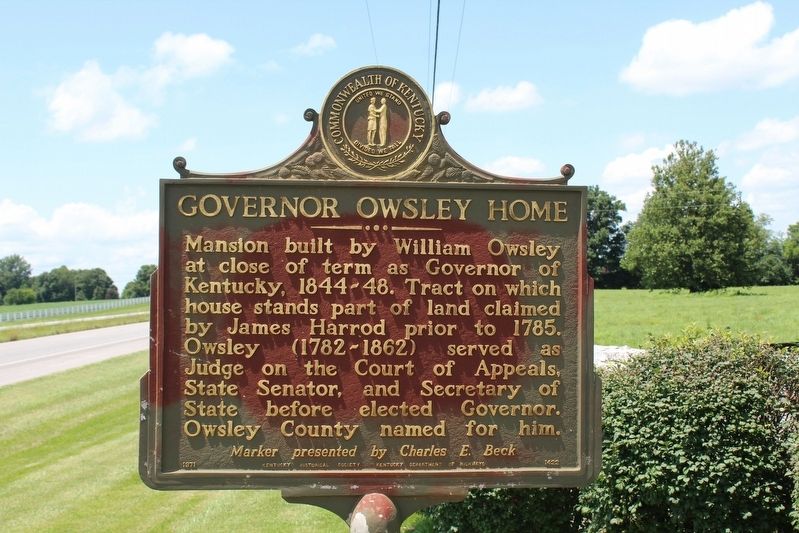 Governor Owsley Home Marker image. Click for full size.