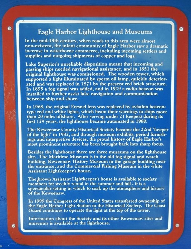 Eagle Harbor Lighthouse and Museums Marker image. Click for full size.