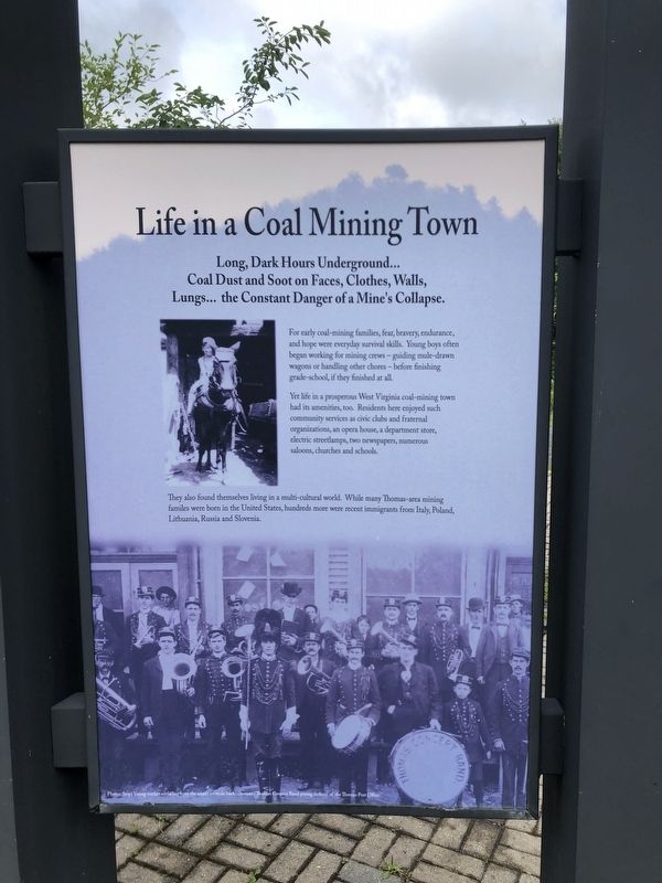 Life in a Coal Mining Town side of the marker image. Click for full size.