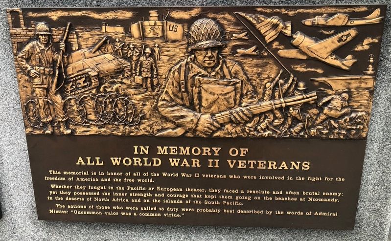 In Memory of All World War II Veterans Marker image. Click for full size.