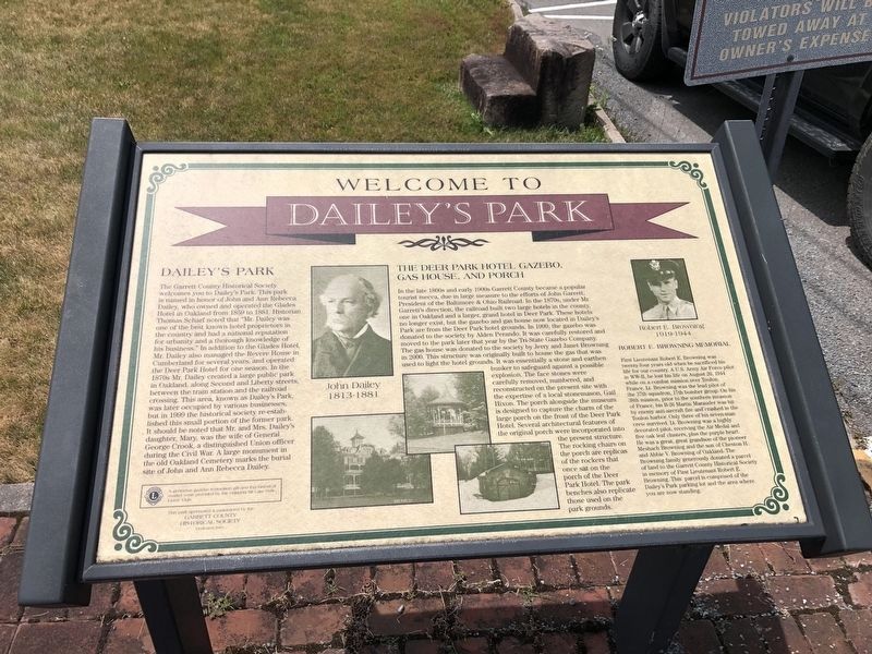 Welcome to Dailey’s Park Marker image. Click for full size.