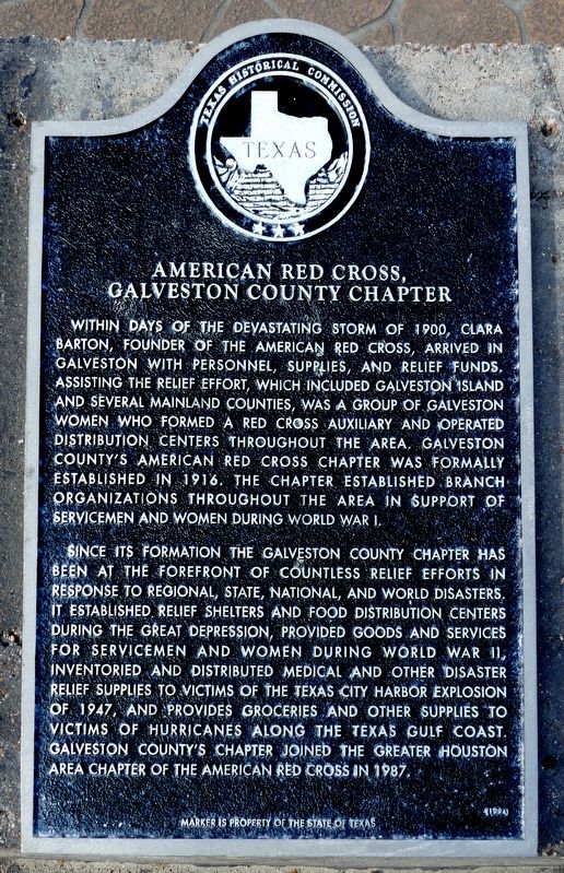 American Red Cross, Galveston County Chapter Marker image. Click for full size.