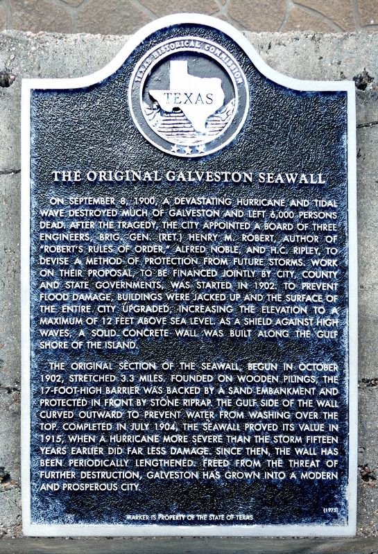 The Original Galveston Seawall Marker image. Click for full size.