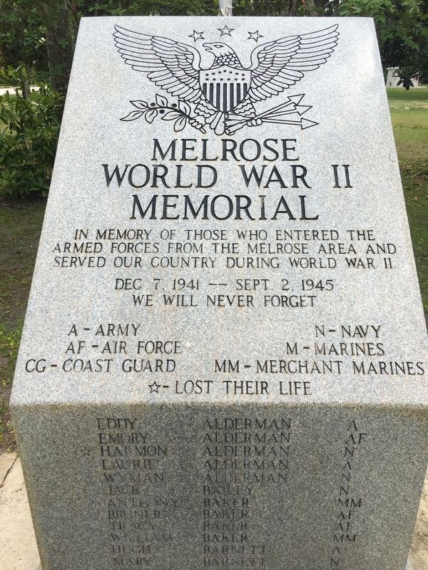 Melrose World War II Memorial image. Click for full size.