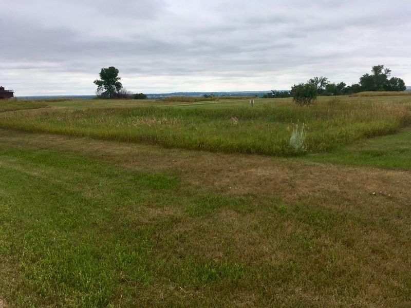 Site of infantry barracks, marked by cornerstones.. Click for full size. Site of infantry barracks, marked by cornerstones. image. Click for full size.
