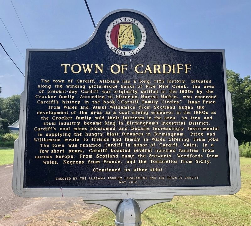 Town of Cardiff Marker (side 1) image. Click for full size.