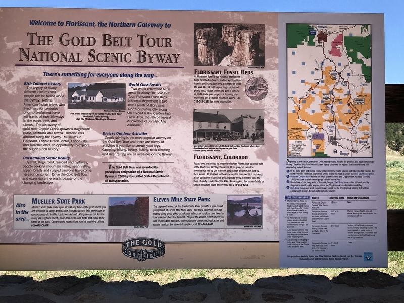 Welcome to Florissant, the Northern Gateway to The Gold Belt Tour National Scenic Byway Marker image. Click for full size.