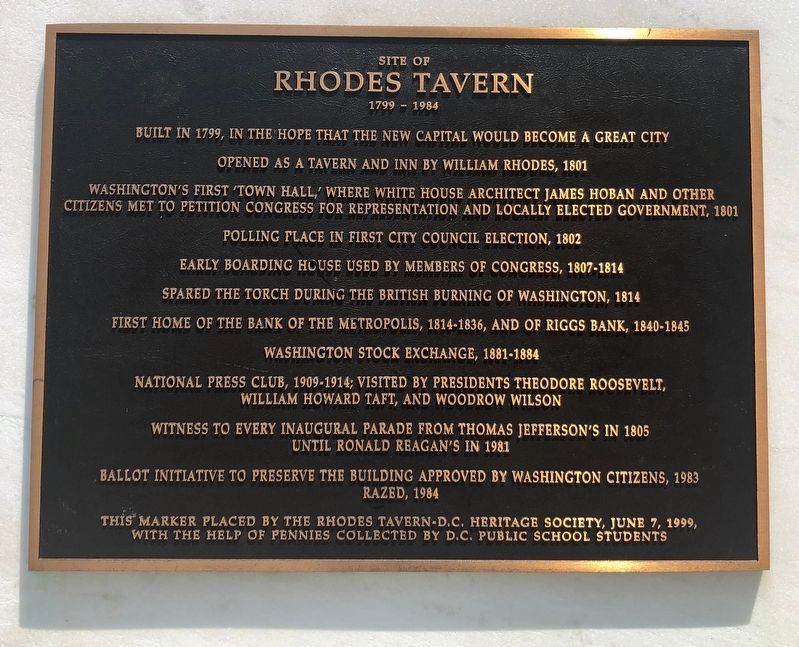 Site of Rhodes Tavern Marker image. Click for full size.