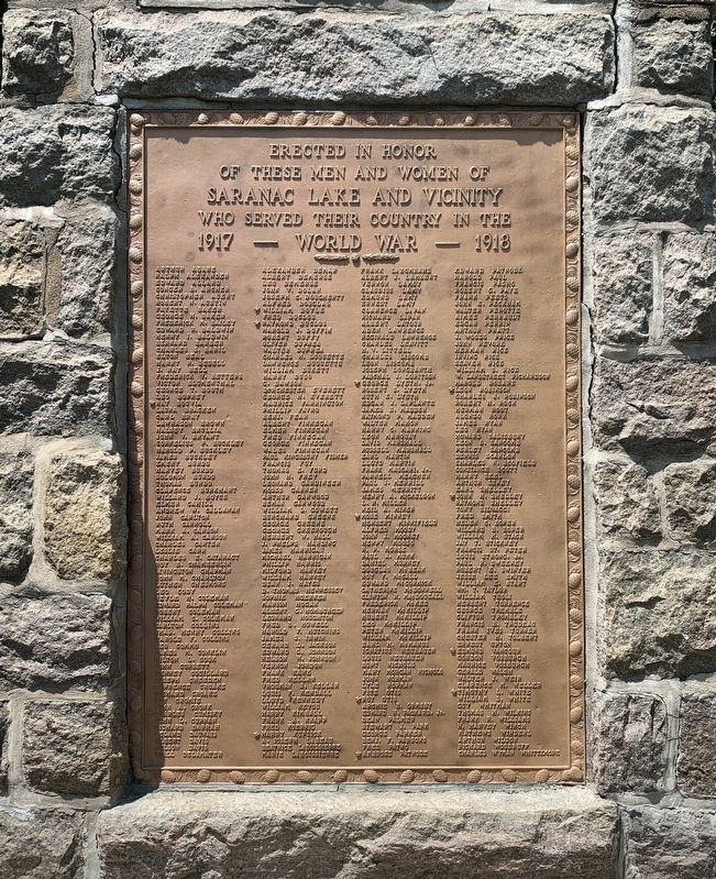 Town of Saranac Lake WW I Memorial image. Click for full size.