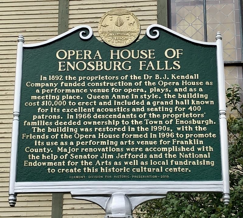 Opera House of Enosburg Falls Marker. Click for full size. Opera House of Enosburg Falls Marker image. Click for full size.