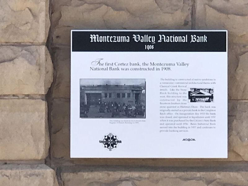 Montezuma Valley National Bank Marker image. Click for full size.