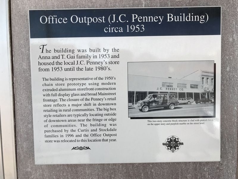 Office Outpost (J.C. Penney Building) Marker image. Click for full size.