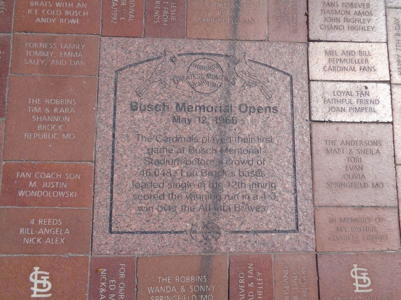 Busch Memorial Opens Marker. Click for full size. Busch Memorial Opens Marker image. Click for full size.