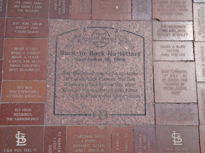 Back-to-Back No-Hitters Marker image. Click for full size.